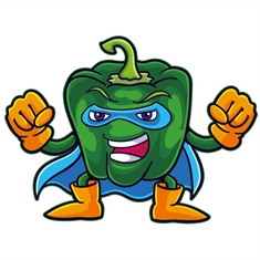 Superhero Green Cpsicum Classroom Vegetable Transparent Sticker